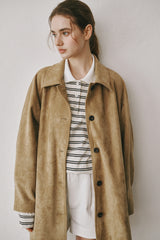 Suede half coat (Brown)