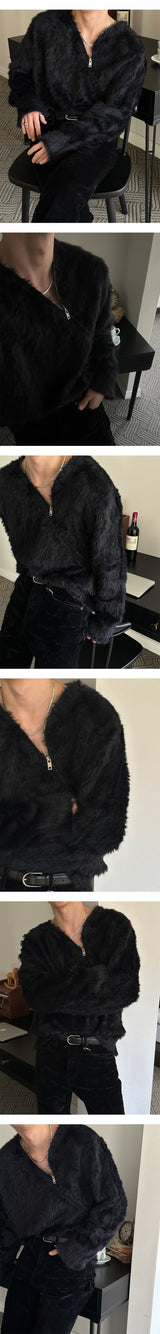 [F/W] アンゴラブラッシュサイドジッパーニット(2color)