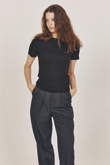 wool blended Half top_black
