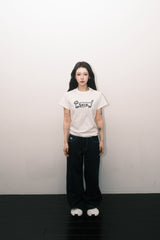 ドッグロゴスリムフィットアップリケTシャツ アイボリー