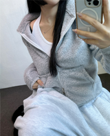 シープファーフリースクロッペンハーフポロネックジップアップ 🧸🩶🤍🖤🩵4カラー