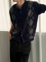 Classic argyle cardigan(3color)