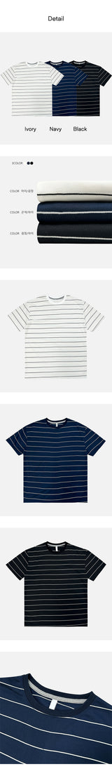 [S/S] ストライプセミマッスルハーフTシャツ（3color）