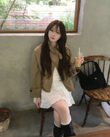 Suede crop trench jacket