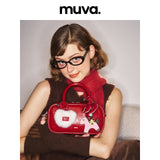 muva.オリジナル ニュー ボストンバッグ オータム ウィンター レザー ハンドバッグ