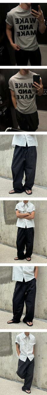 [Unisex] Nylon two tuck rope banding pants(3color)