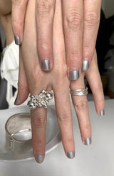 White silver balls ring