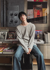 Waffle Button Wide Long Sleeve