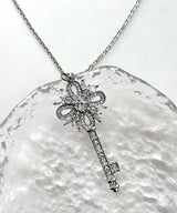 Fancy silver key necklace