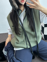 FLEECE LAYERED VEST ZIP UP💚💙🖤🧡4COLOR