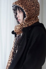 Leopard reversible hood muffler (brown)