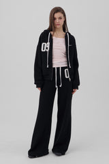 09 Numbering straight pants, Black