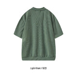 ASCLO オープンカラーショートスリーブニットTシャツ (8color)