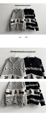 Synd Deer Two Way Knitwear Zip-Up Cardigan