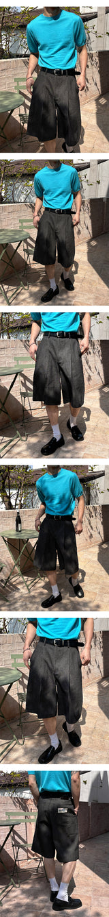 [S/S] Pin stripe bermuda pants