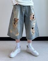 Level-Distressed Bermuda Denim Shorts