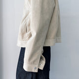 Zip Pocket Slightly Cropped Suede Jacket