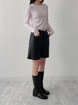 マットレザーワイドハーフパンツ