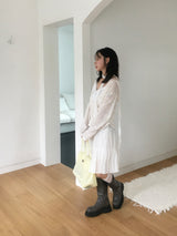 Wrap loose fit shirring hooded knit (4c)