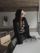ディングワッフルボクシーフード長袖Tシャツ