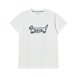 ドッグロゴスリムフィットアップリケTシャツ アイボリー