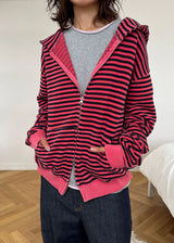 STRIPE WASHING HOOD ZIP-UP (2color)