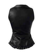 rock chic leather frill bustier