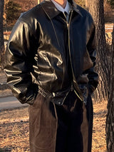 Woolly Curved Leather Jacket