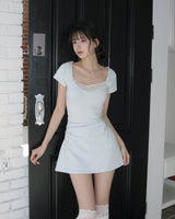 [MADE] Viola Lace Shirred Mini Dress