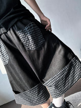 Check Roll-Up Detail Raw Denim Bermuda Shorts 2color