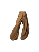 RELABEL Three-dimensional Composition (Lines and Corners) Horizontal And Vertical Combination Of Pleated And Draped Loose-fitting Scimitar Silhouette Suit Trousers