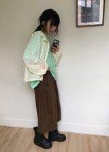 [unisex]マド カット ピンタック ワイド バンディング バーミューダ パンツ