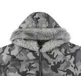 Ash camo fur crop padding