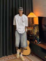 Milk Stripe Washed Bermuda Pants 2COLOR