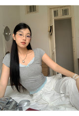 Sky Lace Gray Short Sleeve Tee