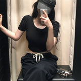 [MADE] Gram, U-neck rib short-sleeved T-shirt