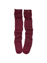 レースレイヤーオーバーニーソックス / burgundy