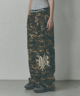 CAMO PRINT WIDE TRACK PANTS [BROWN]