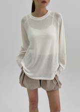 [MADE] Papa Summer Knit Long Sleeve T-shirt (Linen 30%)