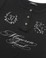 クラブNo.37ヘンリーネックTシャツ ブラック
