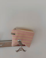Terry candy stripe flat pouch - pink , S size