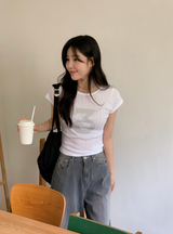 ナンバーアイレットスリムクロップショートスリーブT（３色）