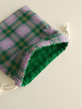 Check string pouch - light purple M