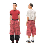 Printed plaid cropped slacks