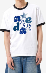 エッセンシャルスタンダード半袖リンガーTシャツ アルファアップリケ ホワイト