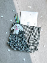 Black frill-check shoulder bag 