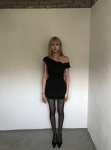 スリットシャーリングドレープオフショルダー