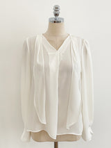 Lillian Pintuck Sleeve Chiffon Tie Blouse