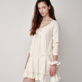 Punching Tiered Dress (Cream)
