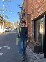 26SS★ [BAONHAUS] Sorea Flower Ribbed Long Sleeve Tee